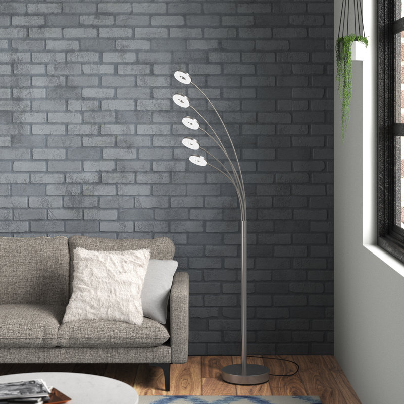 73" LED Tree Floor Lamp, Satin Nickel/White