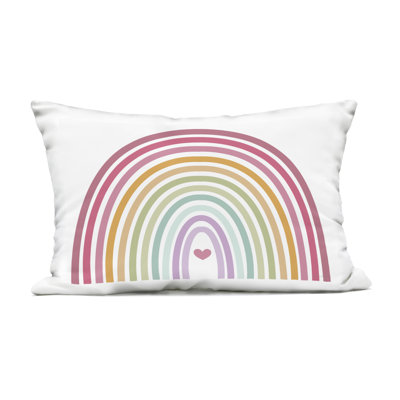 Rainbow Love & Heart Outdoor Printed Pillow, design by Susan Ball, 14 x 7 x 20