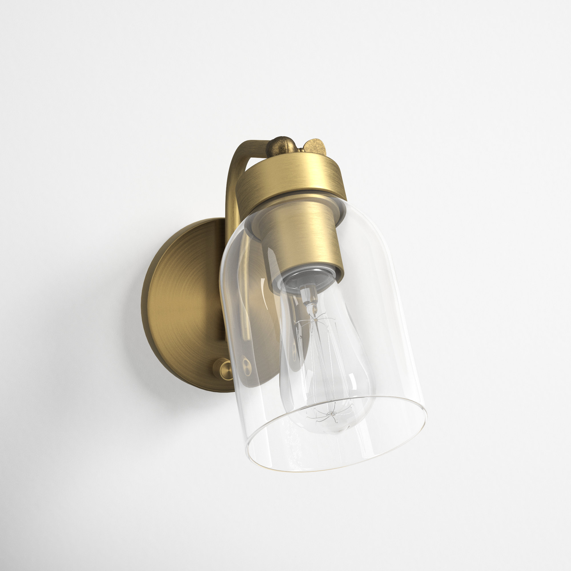 Gemma Single Light Glass Dimmable Armed Sconce, Gold