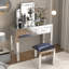Bureau en miroir pour chambre à coucher avec 2 tiroirs et fermeture en douceur, style moderne, + verre, surface de tiroir brillante, autoportante