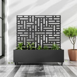 Metal Planter Box with Trellis with Wheels