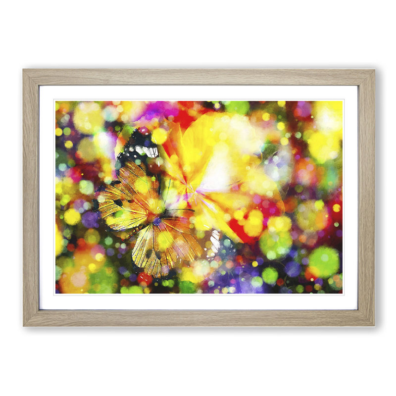 Butterfly Vol.2 - Picture Frame Painting, Oak Framed, 36cm H x 48cm W x 2cm D