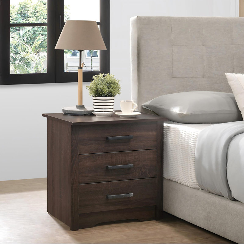 Sandle Wood Contemporary Nightstand, Brown