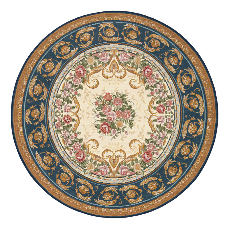 Indoor/Outdoor Traditional Area Rug, Round 5'1"