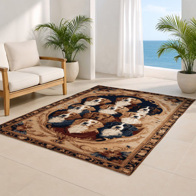 French Brown Indoor and Outdoor Area Rug