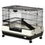 Cage 26 po pour petits animaux sur roulettes - Portable à 2 niveaux pour chinchillas, furets. Plateau amovible et base profonde. Plateforme et rampe à mouvement facile. Rouille - fil métallique. L 31,5 po x l 20,75 po x l 26 po. Blanc noir Avec