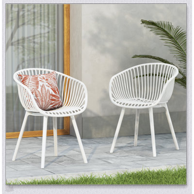 Ensemble de 2 chaises de salle à manger d'extérieur Mykonos résistantes aux intempéries et au confort moderne pour une élégante terrasse