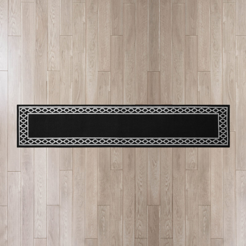 Tapis de couloir gris clair / blanc Trellis, Tapis de couloir 2 pi 6 po x 12 pi