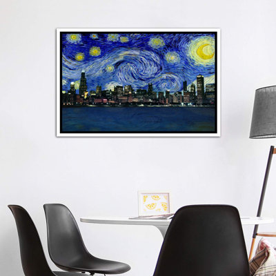 Chicago, Illinois, nuit étoilée, impression d'art graphique