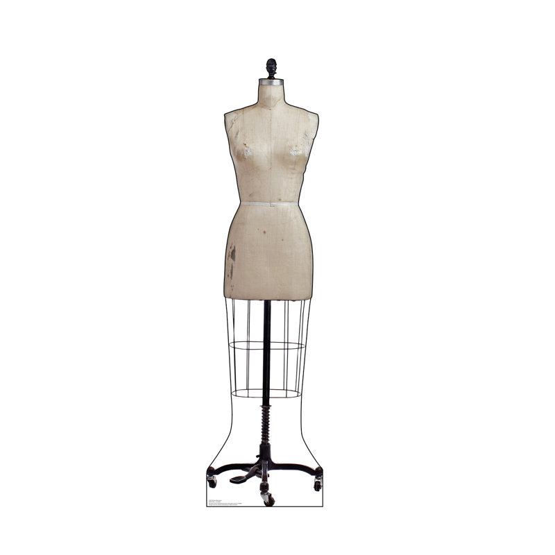 Vintage Beige Dress Mannequin Cardboard Cutout 66" x 17"