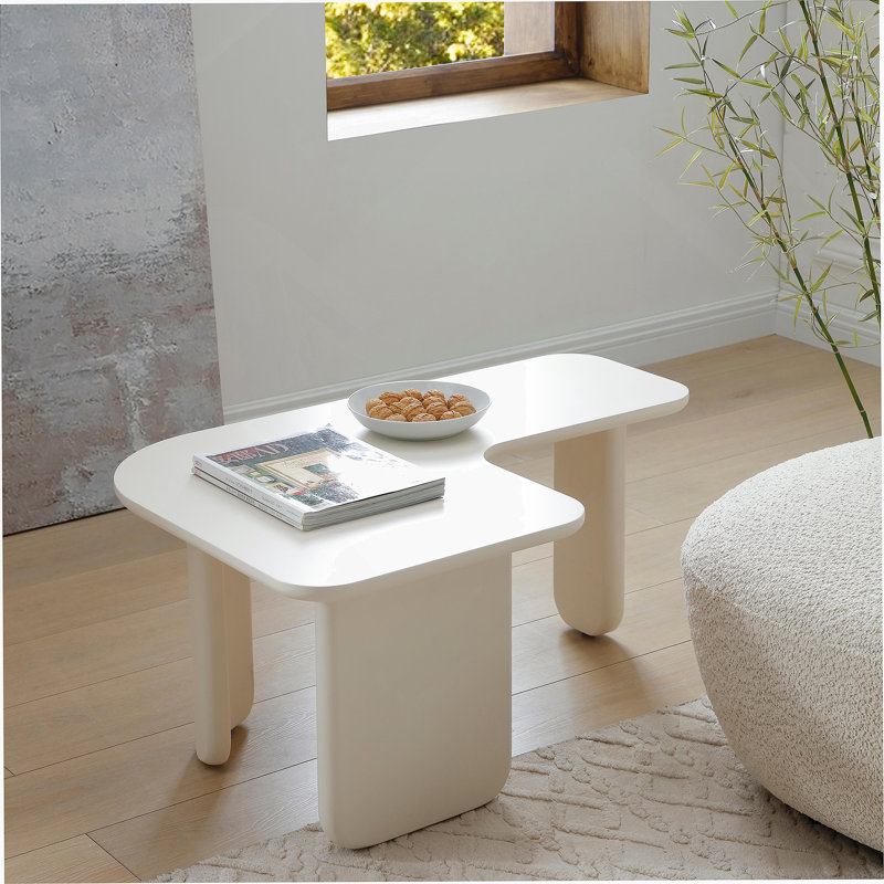 Table basse en L, table basse, table d'appoint pour salon, Blanc