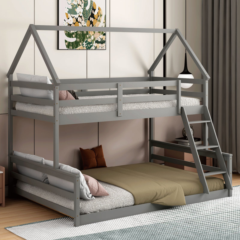 House Bunk Bed, Gray