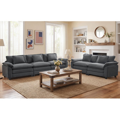 2 Piece Modular Sectional Sofa Sets, Deep Seats Living Room Couch Set With Oversized 120" Sofa And 86" Loveseat