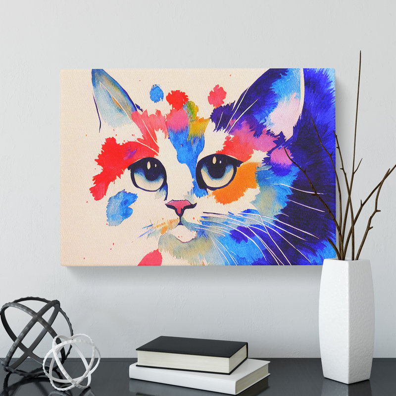 Colourful Cat Vol.2 - Wrapped Canvas, 35cm H x 50cm W x 3cm D