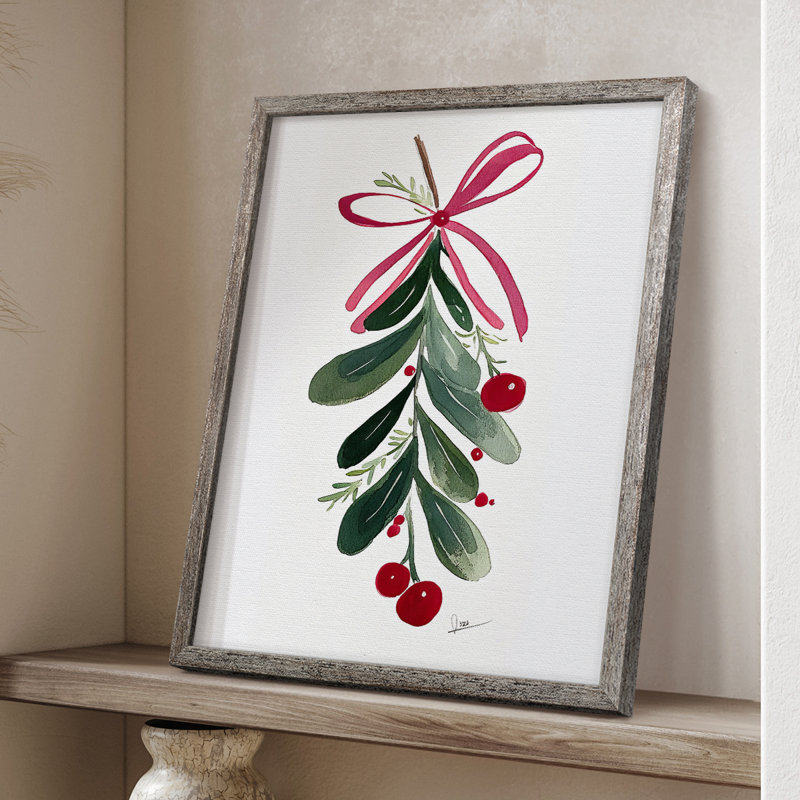 Reproduction d'art encadrée de Noël des Fêtes de Noël - bois massif, H 11 po x l 9 po