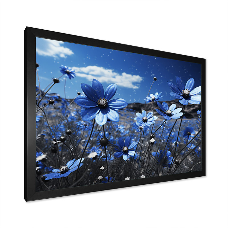 Sapphire Meadow II - impression, Cadre simple noir, H 24 po x l 32 po x P 1 po