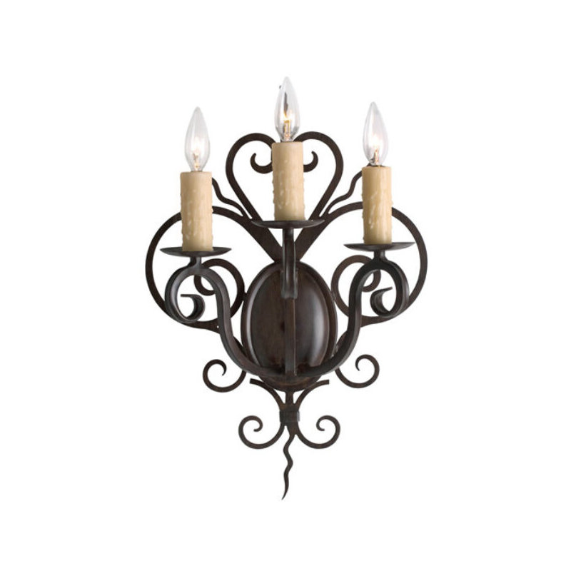 Applique murale brune à intensité variable à 3 lumières Kenneth, Blackened Pewter, Faille taupe