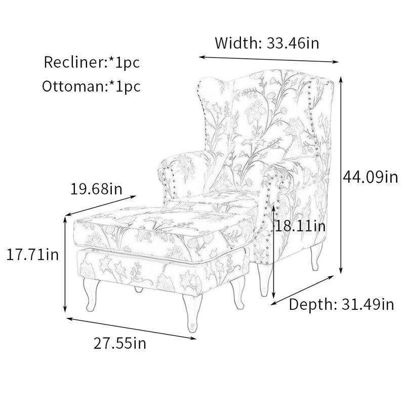 Fauteuil inclinable en chenille Comfort Elegance, Tissu chenille bleu clair