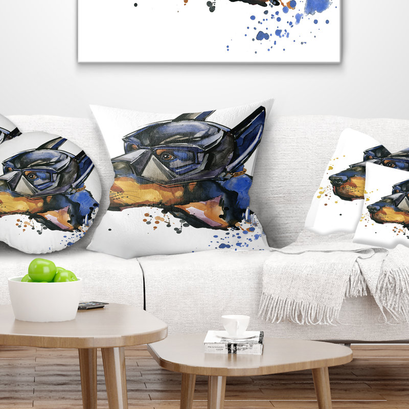 Coussin Doberman Superman, Carré, 16 po x 16 po