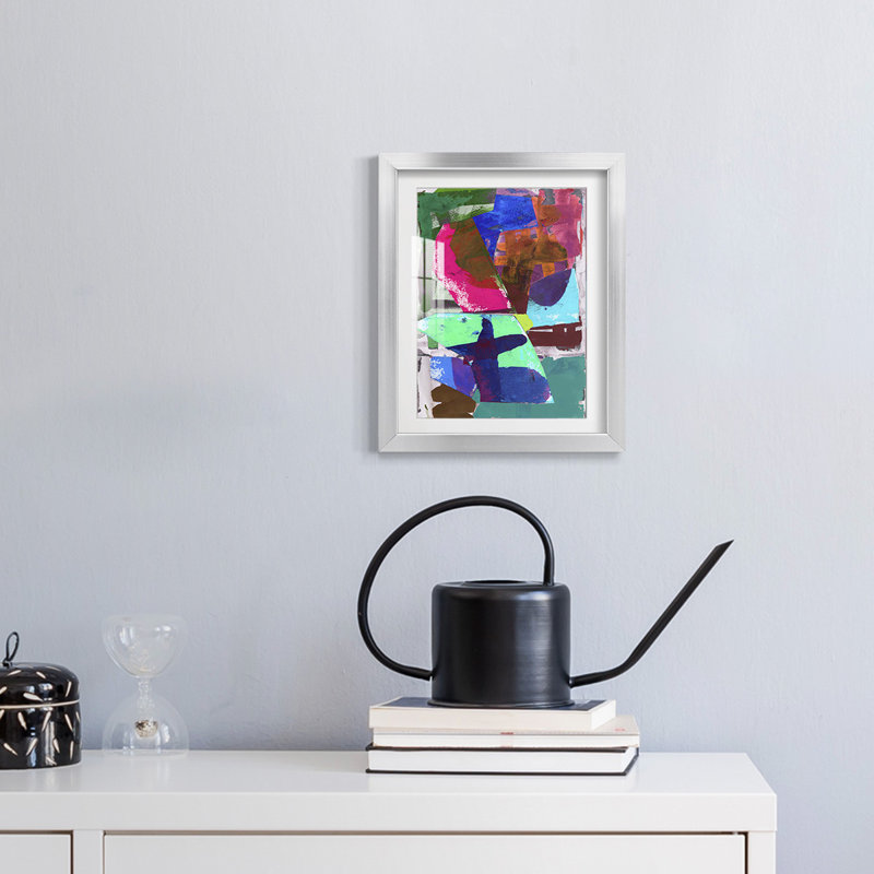 Brights Strokes III - impression encadrée, H 28,5 po x l 20,5 po, Argent argent