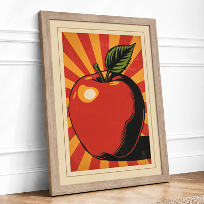 Apple in Sunburst Retro - Framed Print