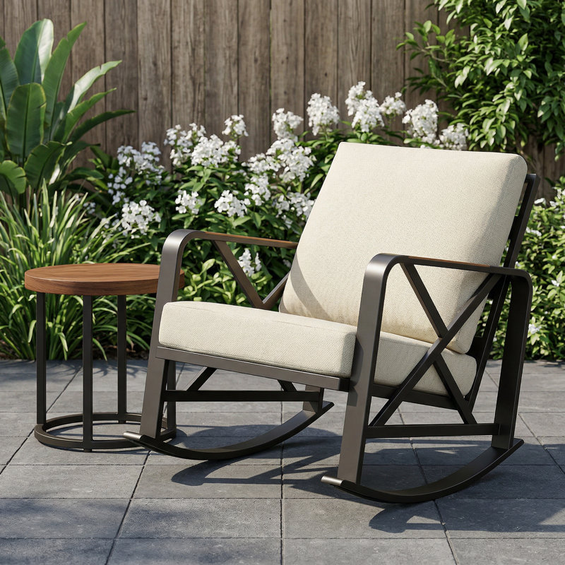 Chaise berçante de patio avec coussins, Beige