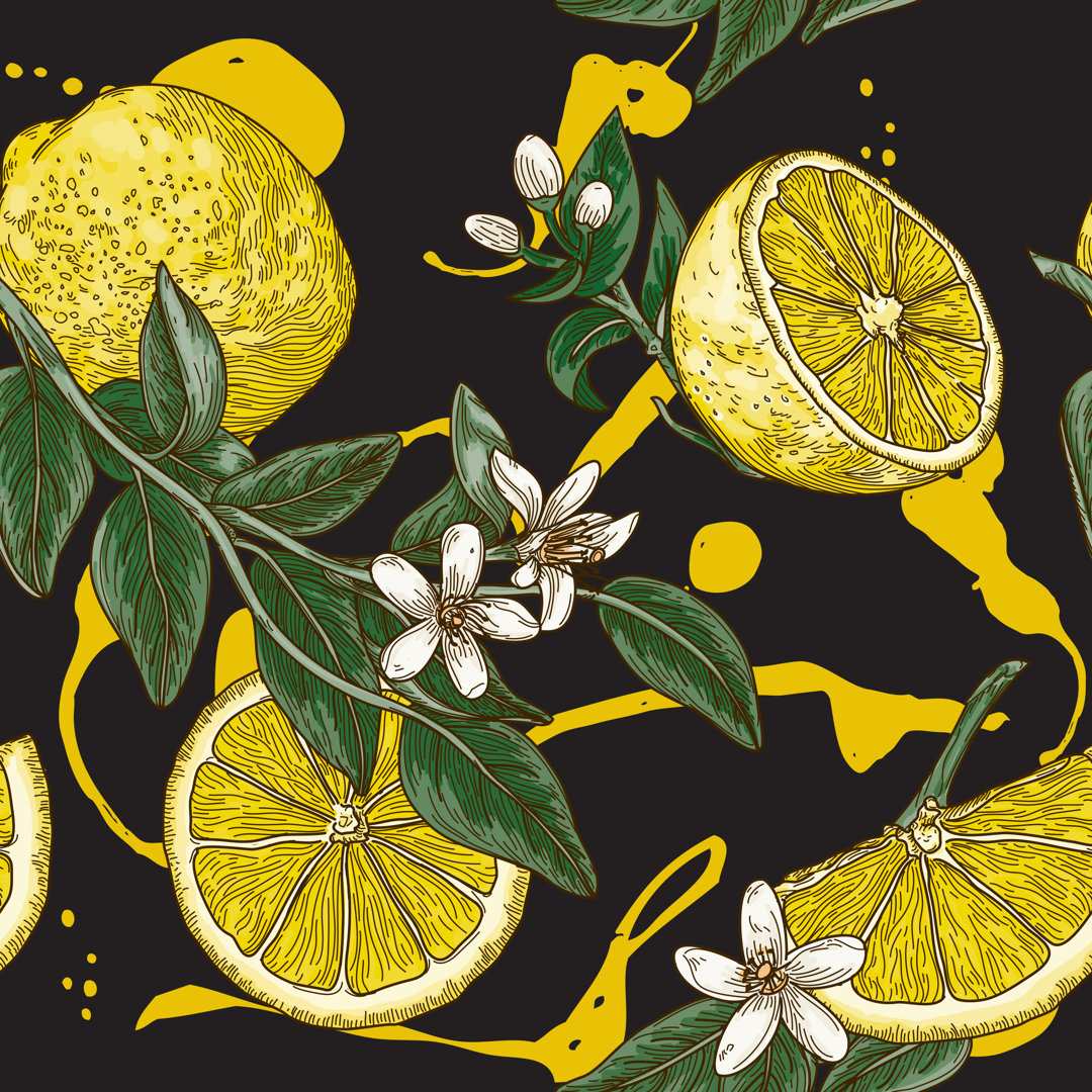 Vintage Lemon Citrus von Samposnick - Druck