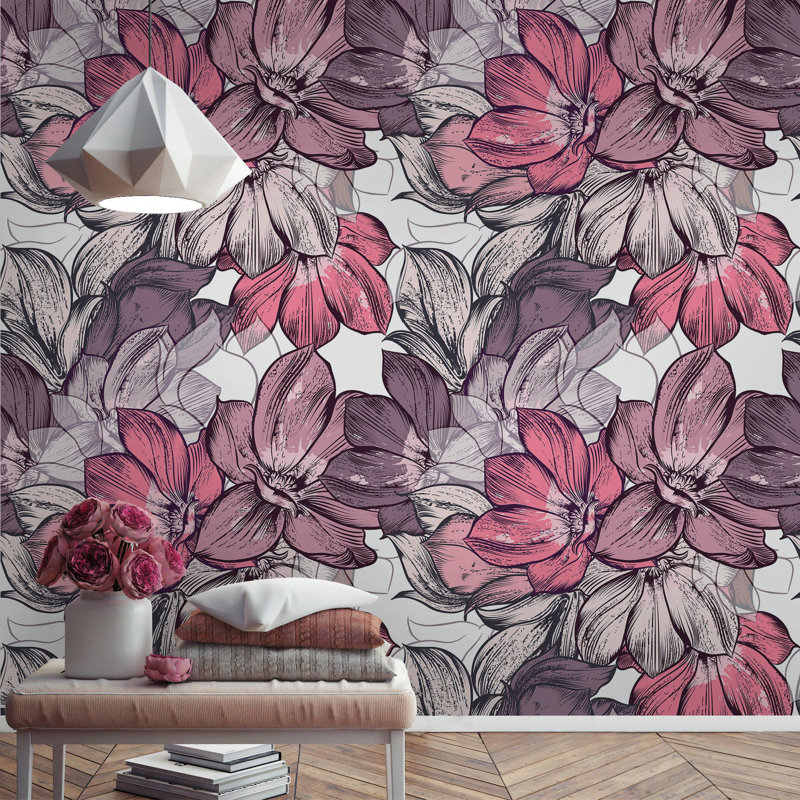 Papier peint amovible à motif floral Magnolia, L 35,04 po x l 55 po