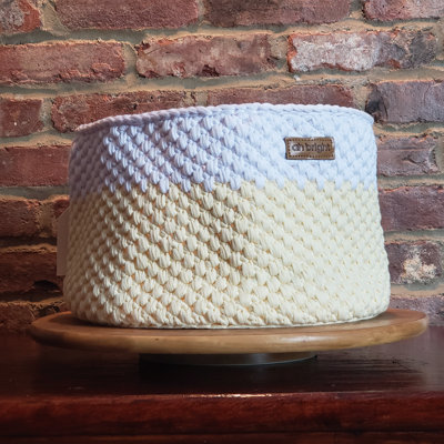 Tissu de rangement tissé doux fait main en macramé et panier en feutre