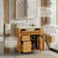 Meuble-lavabo à cadre en bois massif 30 po avec lavabo, armoire de rangement multifonctionnelle avec 3 tiroirs et porte (bois / bois clair)-626821953-626821958