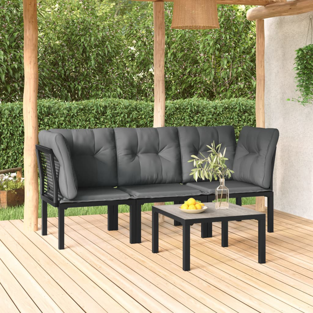 4-Sitzer Lounge-Set Kyden aus Polyrattan mit Polster