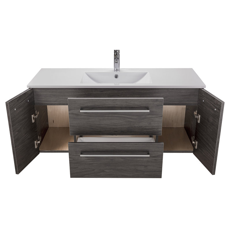 Ensemble de meuble-lavabo simple 48 po Nakagawa, Brun foncé
