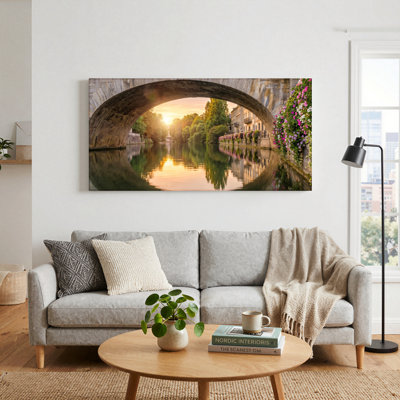 Sunset Bridge Canvas Wall Art Oil Painting Print Set Of 1
