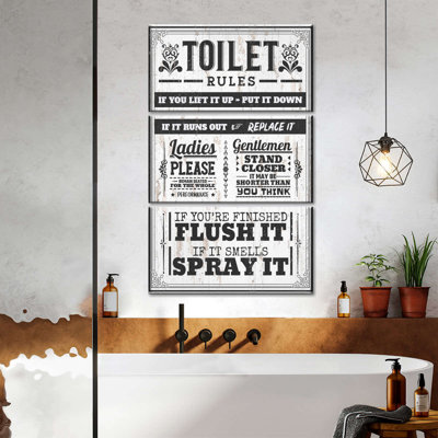 " Proper Bathroom Rules " by HomeyNotes Studio 3 - Pieces