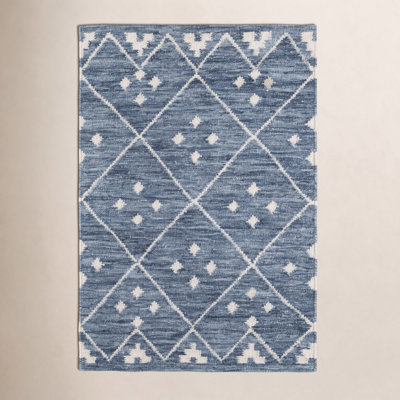 Kota Indigo Flatweave Geometric Wool Rug