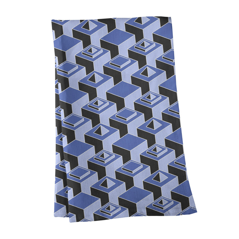 Patricia Geoffrey Tea Towel Kitchen Towel, Blue/Light Blue/Black, Cotton Twill