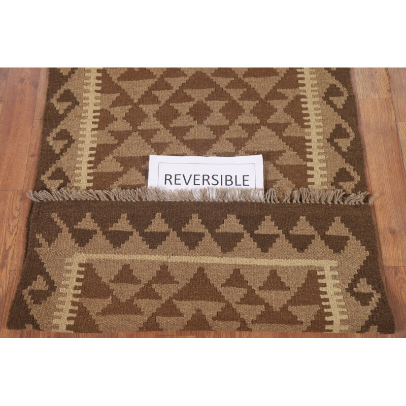 Geometric Kilim Reversible Wool Rug 3x4