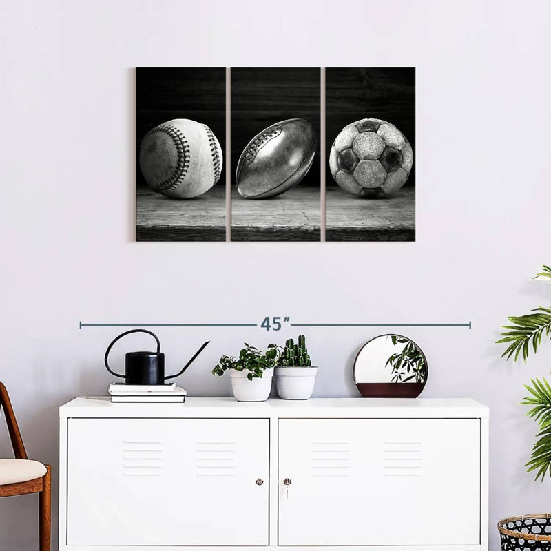 Ballons de sport - Ensemble de 3 toiles tendues, H 14 po x l 23 po x P 1 po