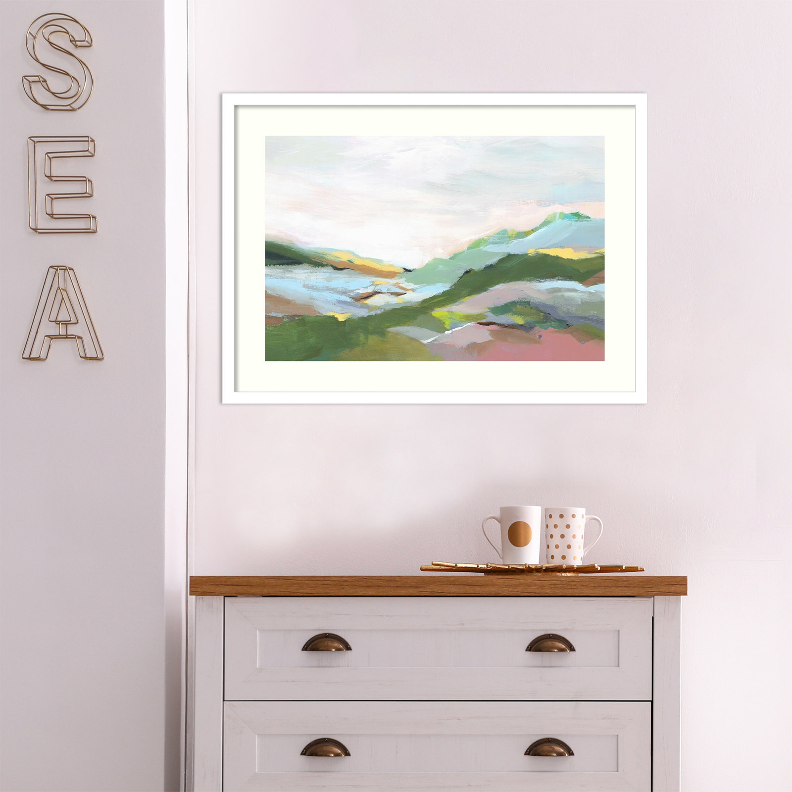 Highland I by Isabelle Z, White Framed Paper, 27" H x 37" W