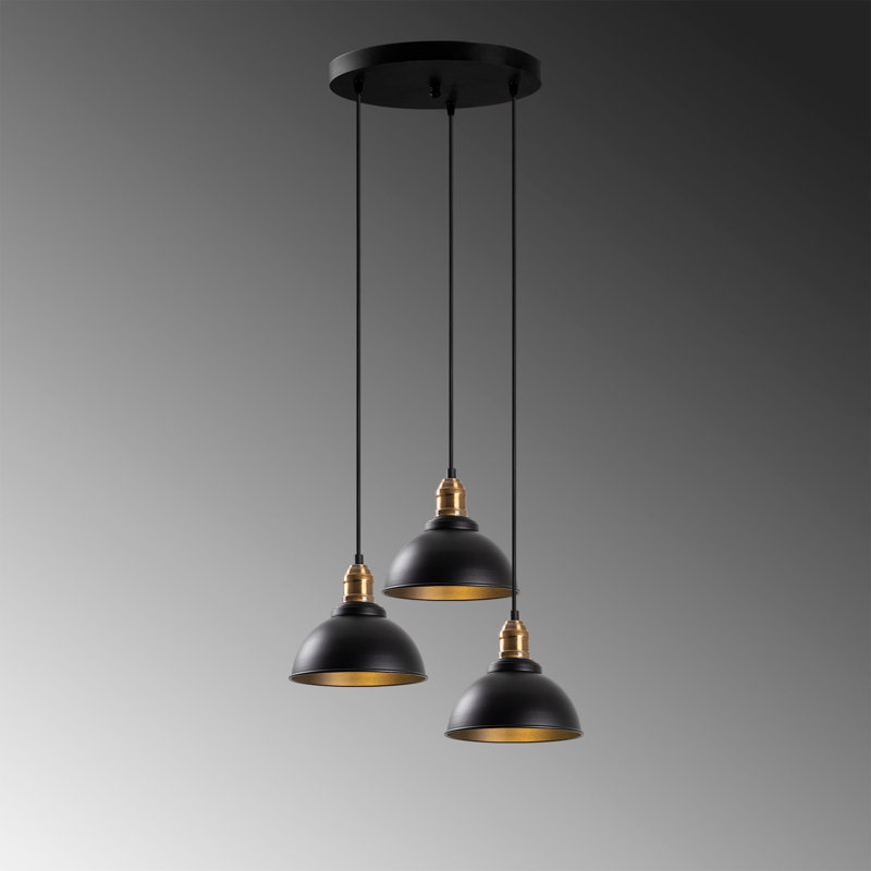Luminaire suspendu en forme de dôme à 3 lumières