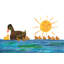 Mama Duck and Ducklings - Painting on Canvas-1111285405