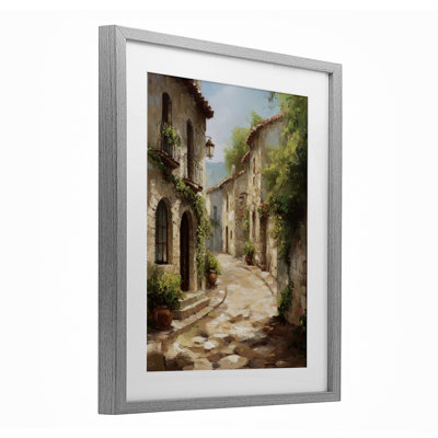 Timeless Village Pathway Framed Print Under Glass, design by Petal Prints Design