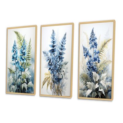 «Ferns Sapphire Illumination», 3 pièces sur toile