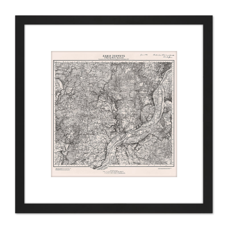 Map 1879 Prussian Land Survey Schwetz Region Replica - Single Picture Frame Painting