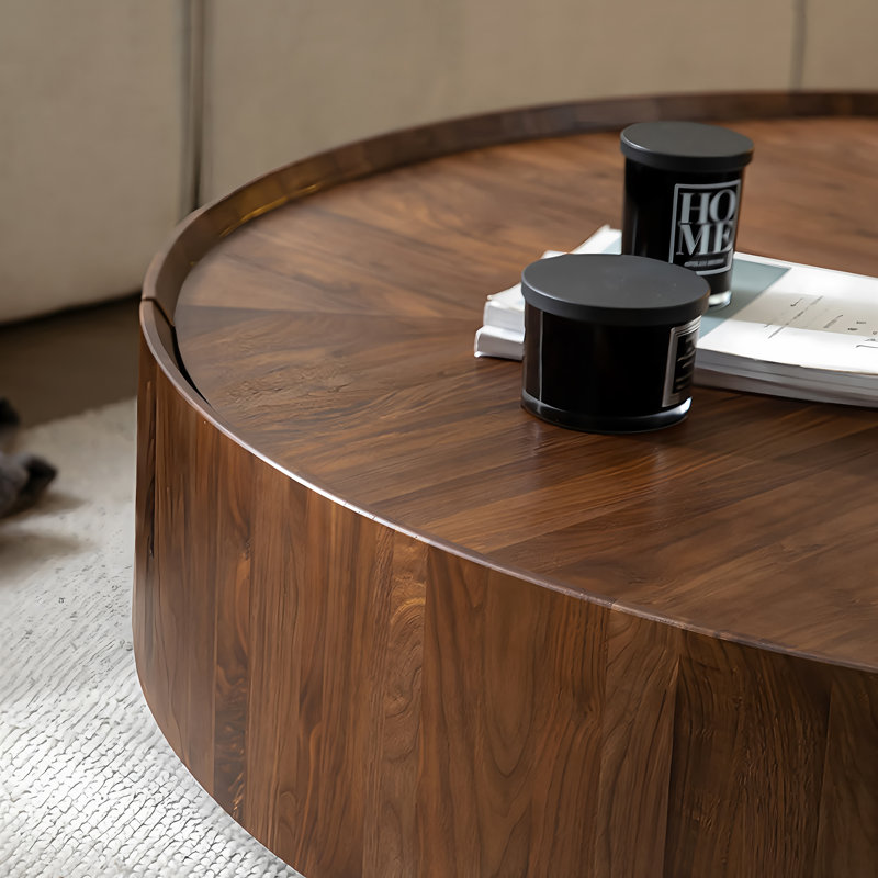 Drum Coffee Table with Storage, 12.6'' H x 35.43'' L x 35.43'' W