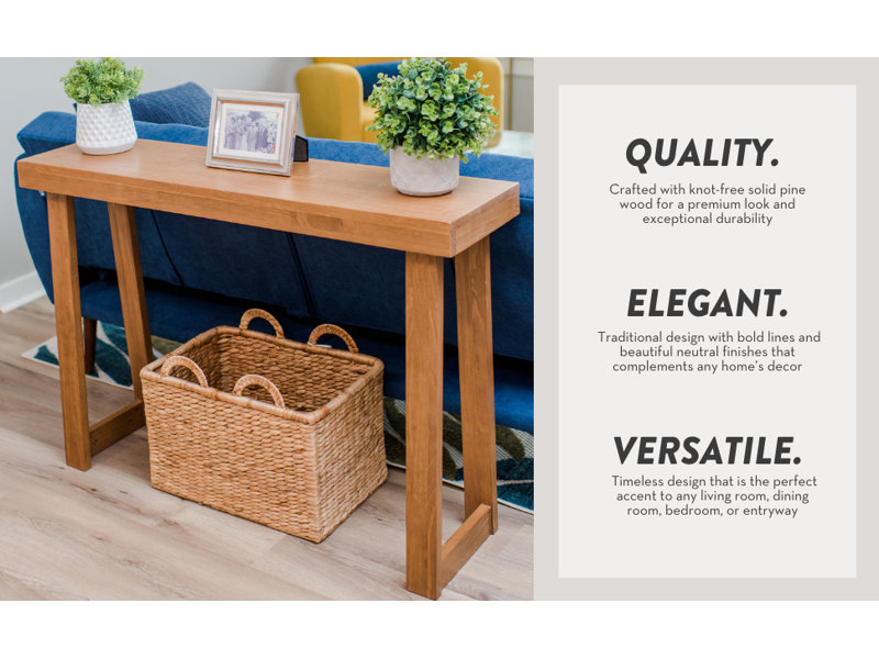 Beckett Solid Wood Console Table, Seashell, 32" H x 46.25" W x 12" D