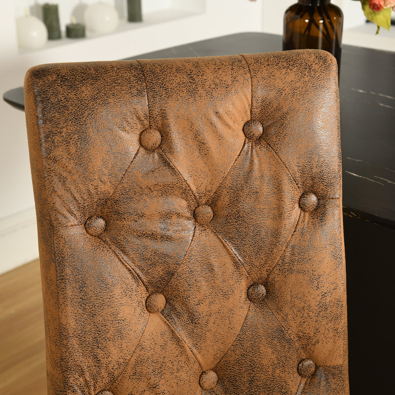 Abbeville 47cm H Tufted Upholstered Parsons Chair, 8, Brown/Black