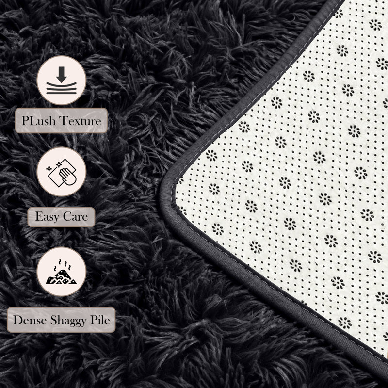 Adela Rectangle Shaggy Washable Area Rug, Rectangle 160 x 230 cm