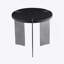 Table basse ronde en bois de chêne noir et pieds en métal noir-1826638083