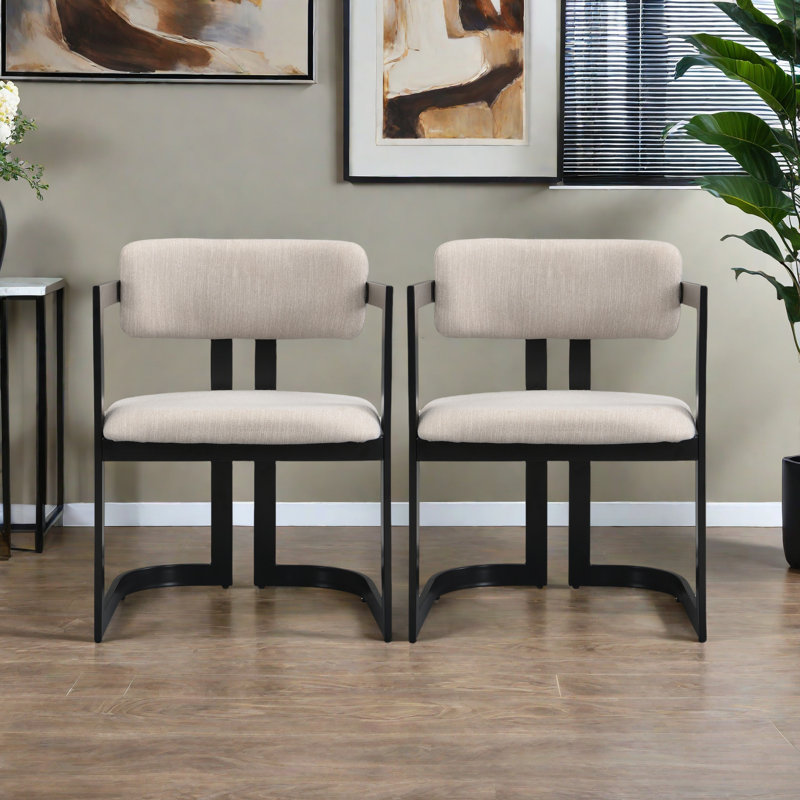 Ensemble de 2 chaises rembourrées en tissu, Noir, noir, noir, noir
